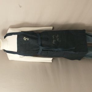 High Quality Denim Apron USA Made Chef Sig w Embroidered Logo Unworn Heavy Duty